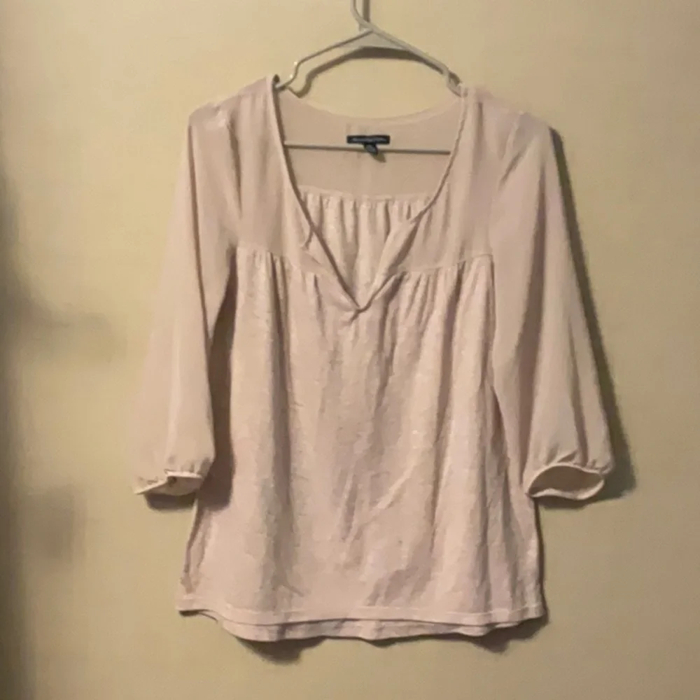 American Eagle Outfitters Tan Ruched Relaxed Blouse - Picture 1 of 4